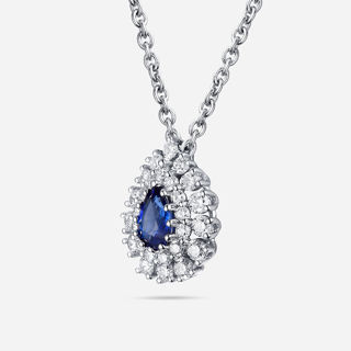 Picture of 18K WHITE GOLD  DIAMOND & SAPPHIRE NECKLACE
