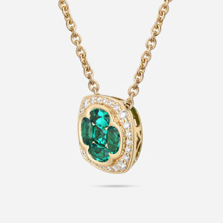 Picture of 14K YELLOW GOLD  DIAMOND & LAB EMERALD NECKLACE