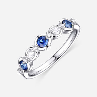 Picture of 14K WHITE GOLD  DIAMOND & SAPPHIRE RING