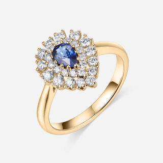 图片 18K 黄金配钻石和蓝宝石戒指
