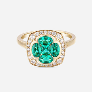Picture of 14K YELLOW GOLD  DIAMOND & LAB EMERALD RING