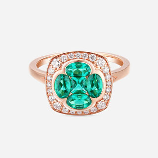 Picture of 14K ROSE GOLD  DIAMOND & LAB EMERALD RING