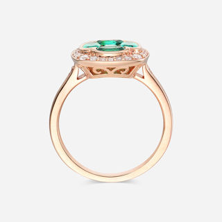 Picture of 14K ROSE GOLD  DIAMOND & LAB EMERALD RING