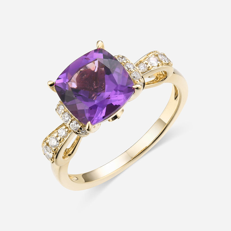 Picture of 14K YELLOW GOLD  DIAMOND & AMETHYST RING