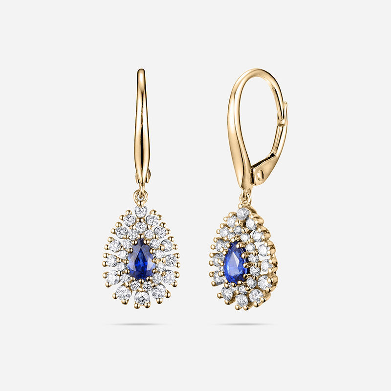 Picture of 18K YELLOW GOLD  DIAMOND & SAPPHIRE EARRING