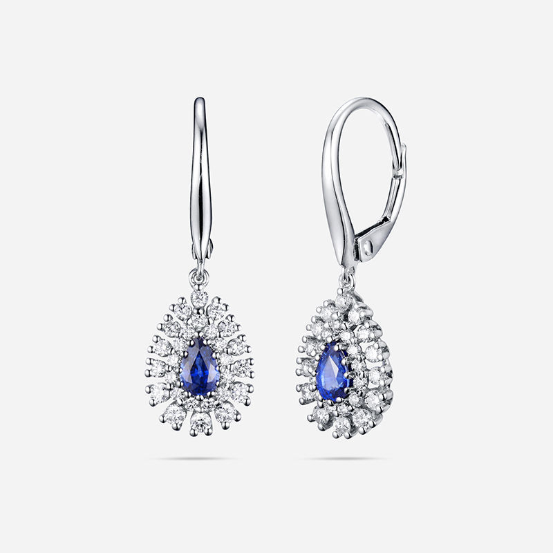 Picture of 18K WHITE GOLD  DIAMOND & SAPPHIRE EARRING
