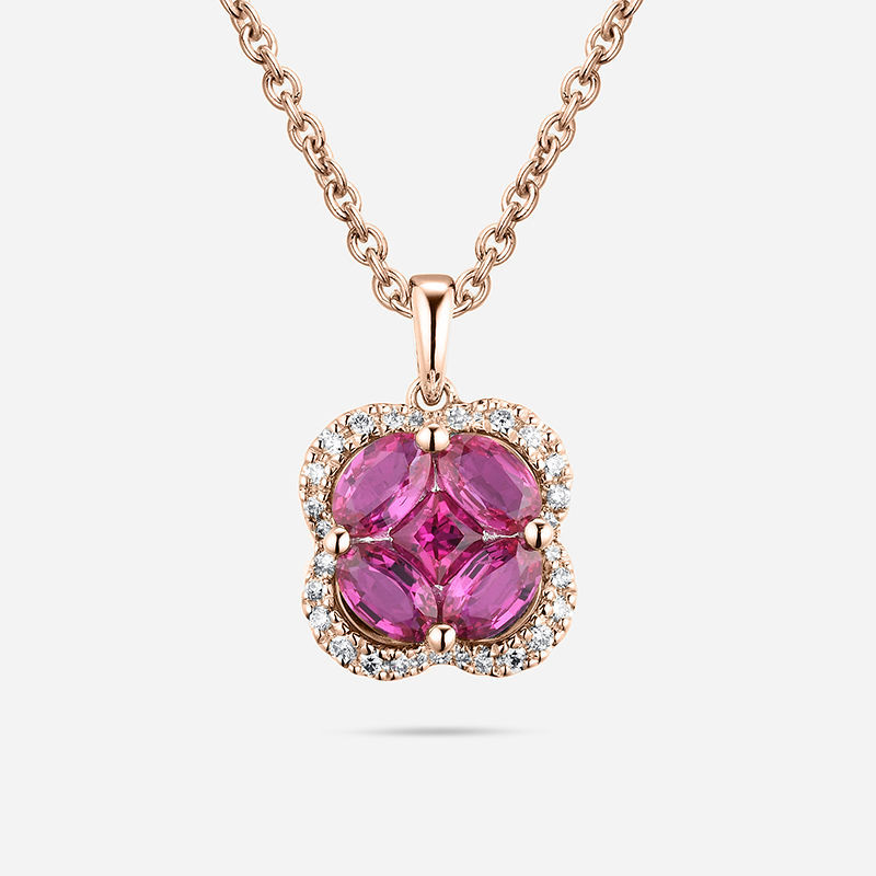 Picture of 14K ROSE GOLD  DIAMOND & RUBY NECKLACE