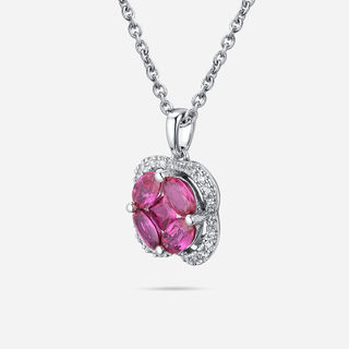Picture of 14K WHITE GOLD  DIAMOND & RUBY NECKLACE