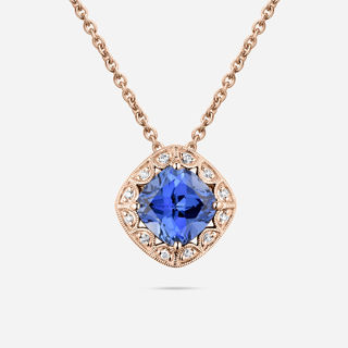 Picture of 14K ROSE GOLD  DIAMOND & SYNTHETIC TANZANITE NECKLACE