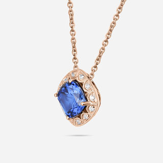 Picture of 14K ROSE GOLD  DIAMOND & SYNTHETIC TANZANITE NECKLACE