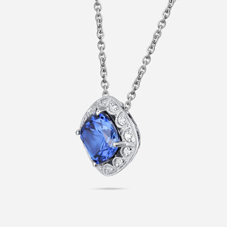 Picture of 14K WHITE GOLD  DIAMOND & SYNTHETIC TANZANITE NECKLACE