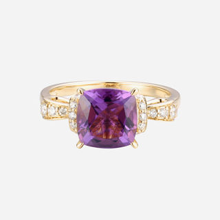 图片 14K 黄金配钻石和紫水晶戒指