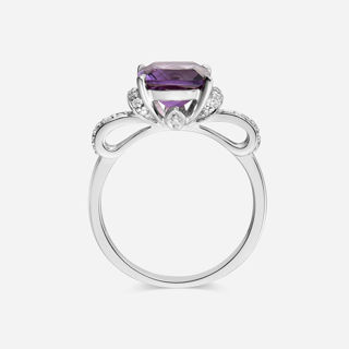 图片 14K 白金配钻石和紫水晶戒指