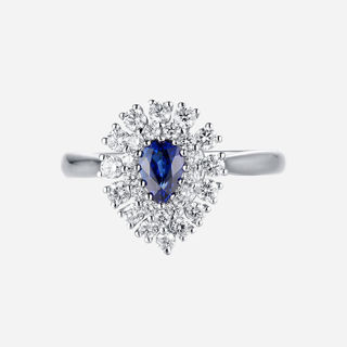 18K WHITE GOLD WITH DIAMOND & SAPPHIRE RING